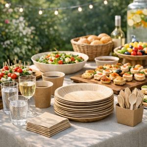 vaisselle jetable extérieur illustration for Garden Party : Vaisselle Jetable Idéale pour Buffets Extérieurs