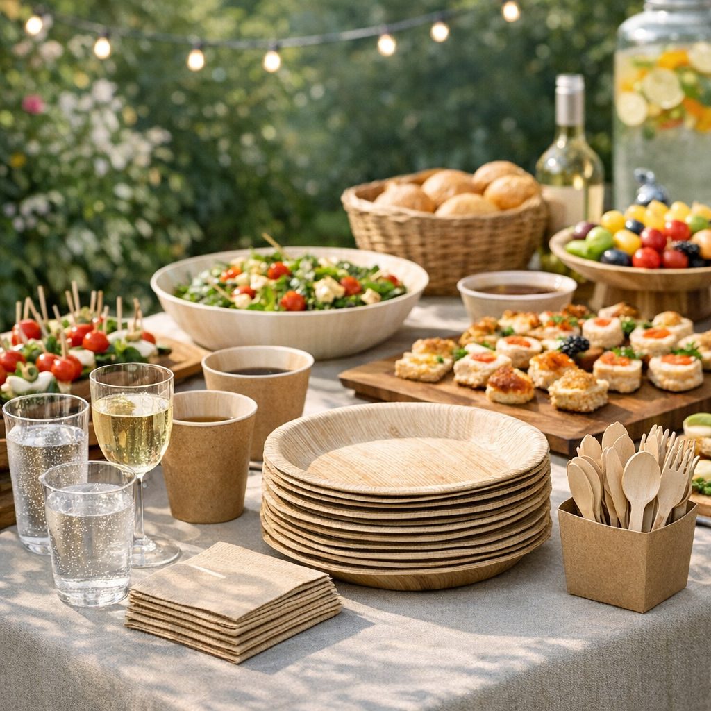 vaisselle jetable extérieur illustration for Garden Party : Vaisselle Jetable Idéale pour Buffets Extérieurs