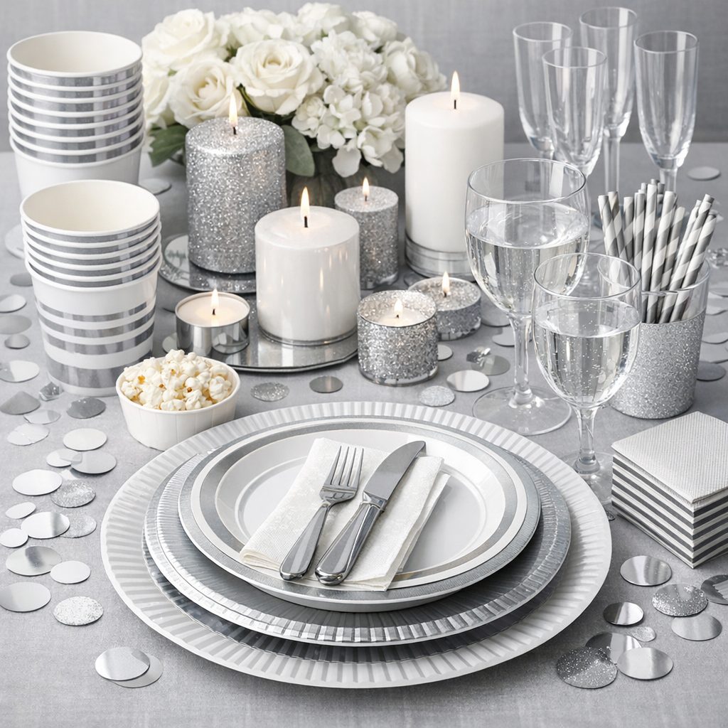 d&eacute;co table monochrome illustration for Harmonisez votre table monochrome avec de la vaisselle jetable