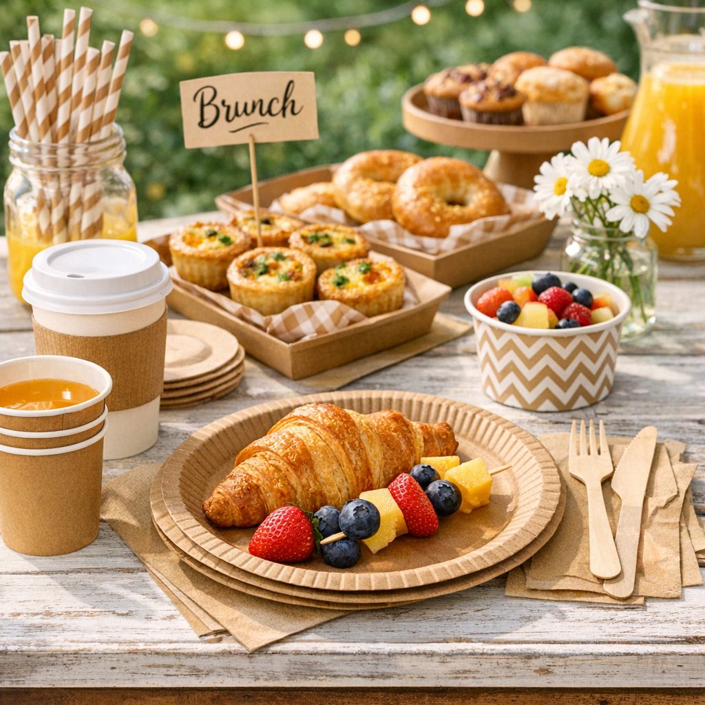 vaisselle jetable brunch illustration for Vaisselle jetable pour un brunch du dimanche r&eacute;ussi : conseils