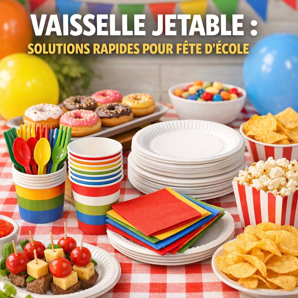 vaisselle jetable f&ecirc;te &eacute;cole illustration for Vaisselle Jetable : Solutions Rapides pour F&ecirc;te d&rsquo;&Eacute;cole